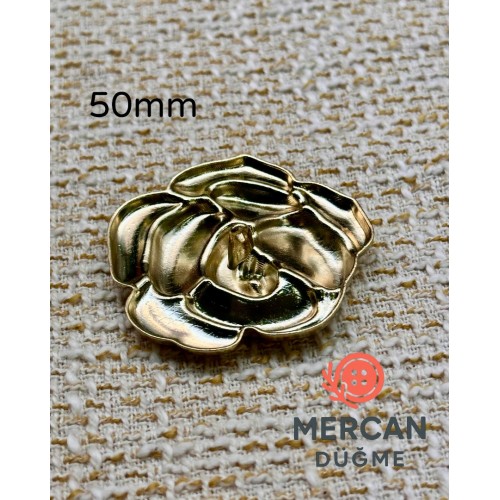 50 mm Metal Gül Desenli Dekoratif Düğme- Çanta Aksesuarı 