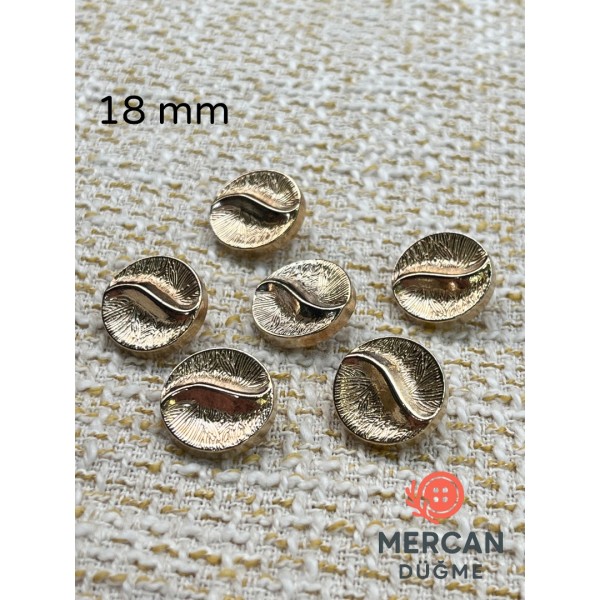 ✨ 18 mm Metal Düğme – Dalga Desenli, Parlak Altın Renk ✨(6 adet)