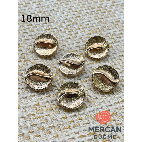 ✨ 18 mm Metal Düğme – Dalga Desenli, Parlak Altın Renk ✨(6 adet)