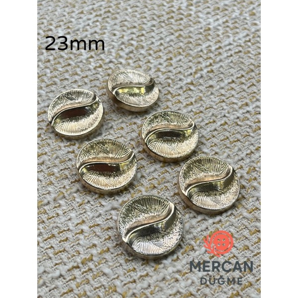 ✨ 23 mm Metal Düğme – Dalga Desenli, Parlak Altın Renk ✨
