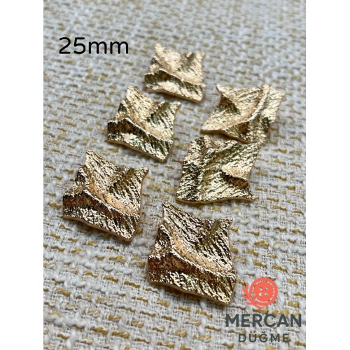 ✨ 25 mm Metal Düğme(6 adet) – Geometrik Kabartmalı Tasarım, Parlak Altın Renk ✨