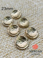 ✨ 23 mm Metal Düğme (6adet) – Çerçeveli Kabartmalı Tasarım, Parlak Altın Renk ✨