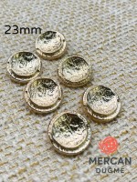 ✨ 23 mm Metal Düğme (6adet) – Çerçeveli Kabartmalı Tasarım, Parlak Altın Renk ✨