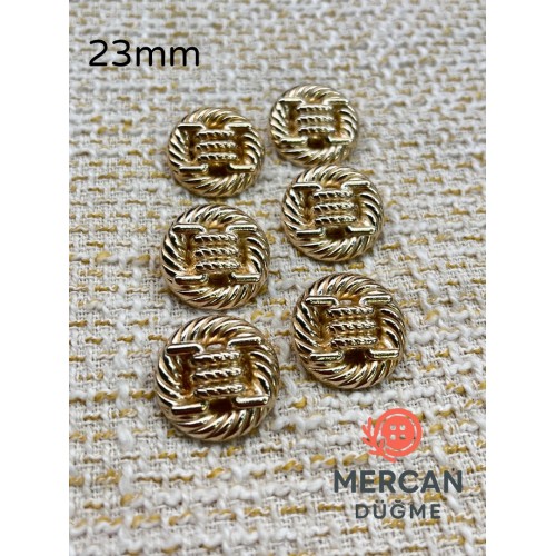 ✨ 23 mm Metal Düğme (6 adet) – Halat Desenli Klasik Tasarım, Parlak Altın Renk ✨