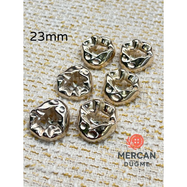✨ 23 mm Metal Düğme (6 adet) – Organik Formlu Modern Tasarım, Parlak Altın Renk ✨