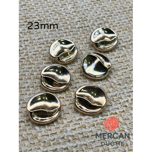 ✨ 23 mm Metal Düğme (6 adet ) – Dalgalı Yüzey Modern Tasarım, Parlak Altın Renk ✨